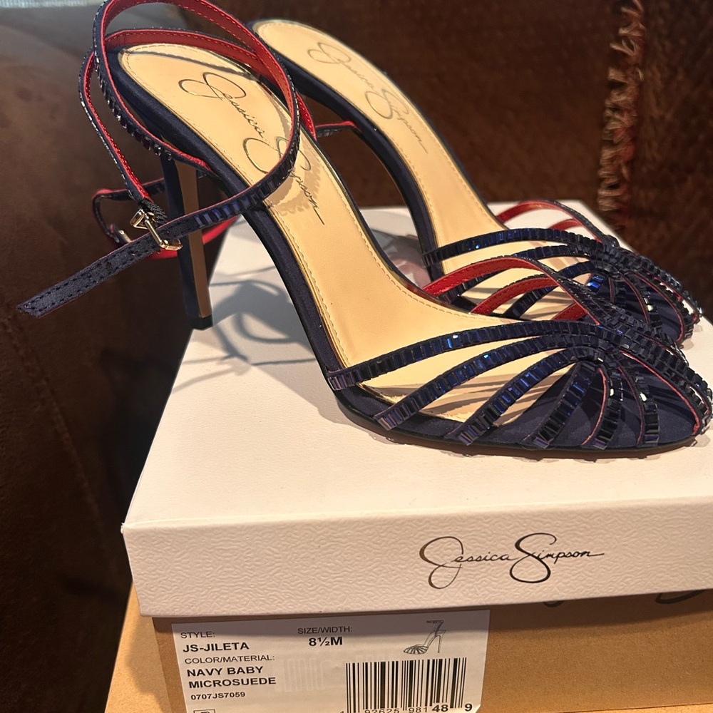 Jessica Simpson Navy and Red Strappy Heels